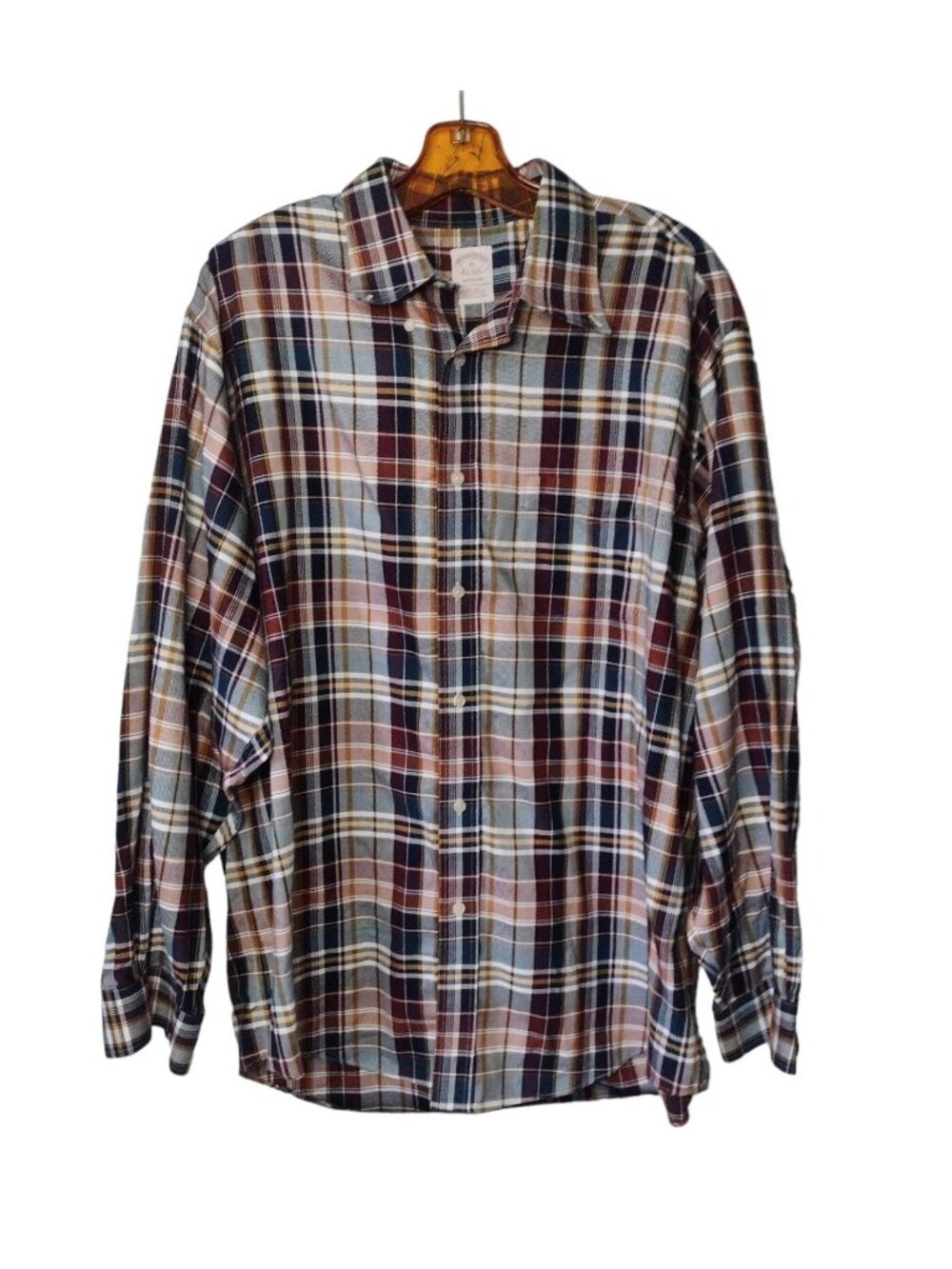 Brooks Brothers Madison Plaid Button Down Shirt XL Supima Cotton Office Preppy